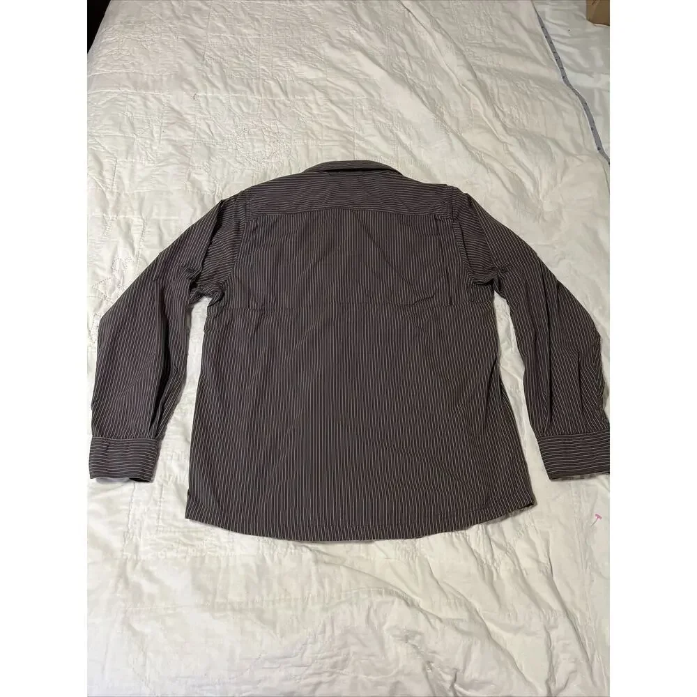 The North Face Button Down Long Sleeve Fishing Shirt M Vented Red/brown Stripe*